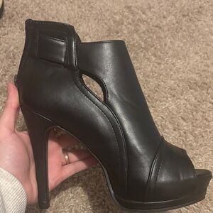 Elegant Black Peep-Toe Heels